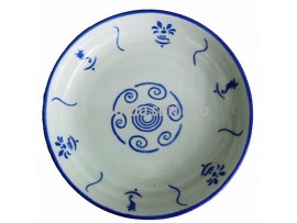 7^CERAMICS PLATE(11539)(HAND COLOR ANTIQUE BLUE)